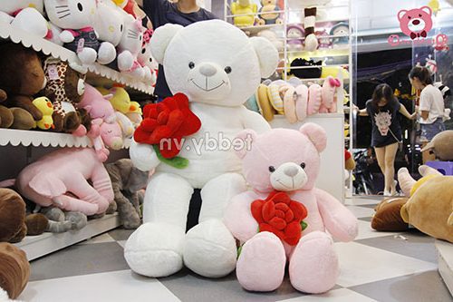 Gấu teddy ôm hoa hồng 1m6