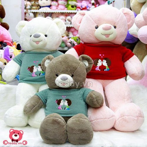 Gấu Bông Teddy Lông Trơn Áo Kiss