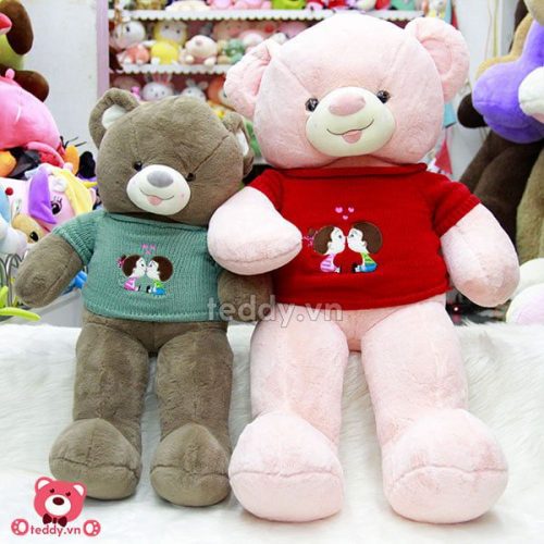 Gấu Bông Teddy Lông Trơn Áo Kiss