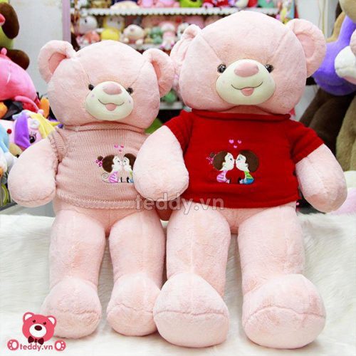 Gấu Bông Teddy Lông Trơn Áo Kiss