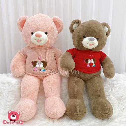 Gấu Bông Teddy Lông Trơn Áo Kiss