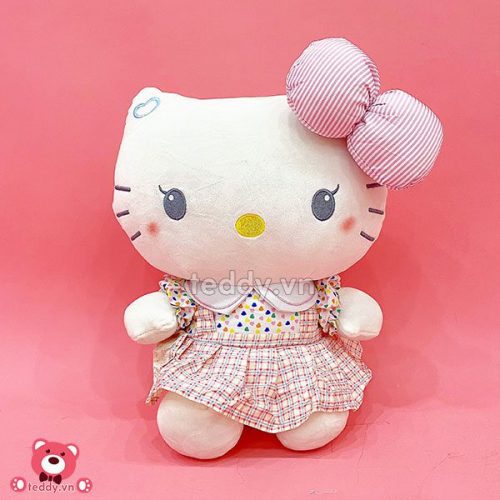 Gấu Bông Kitty Tai Thêu Tim