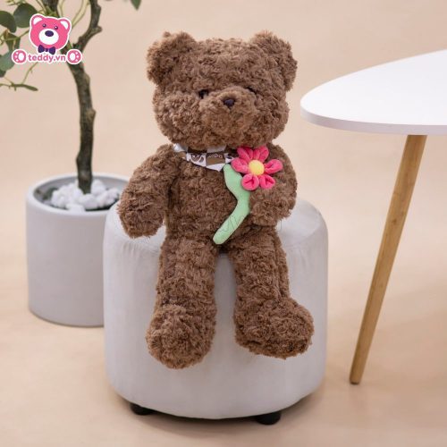 Gấu Bông Teddy Ôm Cành Hoa 