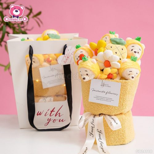 Set Bó Hoa Vải - Pooh Dứa Vàng