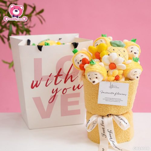 Set Bó Hoa Vải - Pooh Dứa Vàng