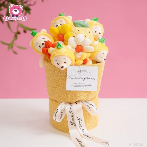 Set Bó Hoa Vải - Pooh Dứa Vàng