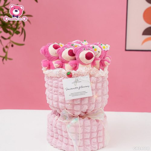 Set Bó Hoa Vải Bèo - Lotso Tai Hoa Hồng