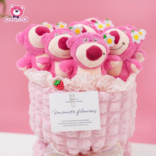 Set Bó Hoa Vải Bèo - Lotso Tai Hoa Hồng