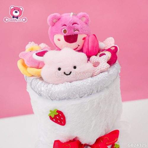 Set Bó Hoa Vải Lông Trắng - Lotso Mây