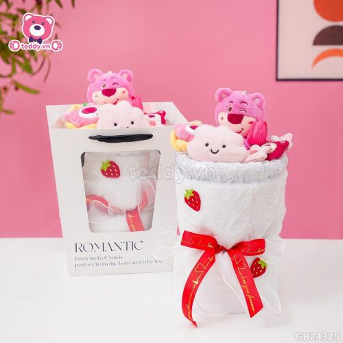 Set Bó Hoa Vải Lông Trắng - Lotso Mây