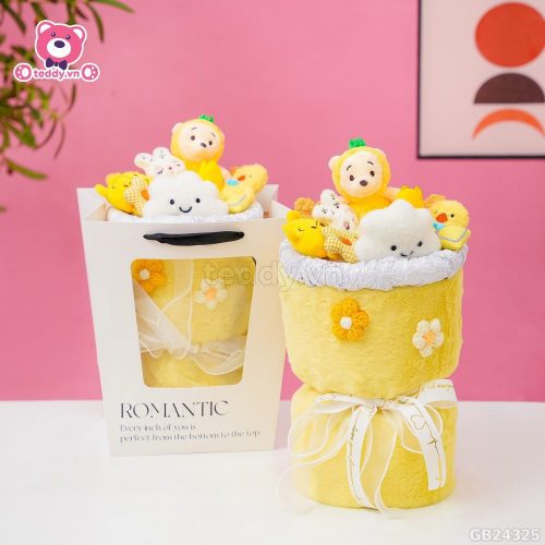 Set Bó Hoa Vải Lông Vàng - Pooh Dứa