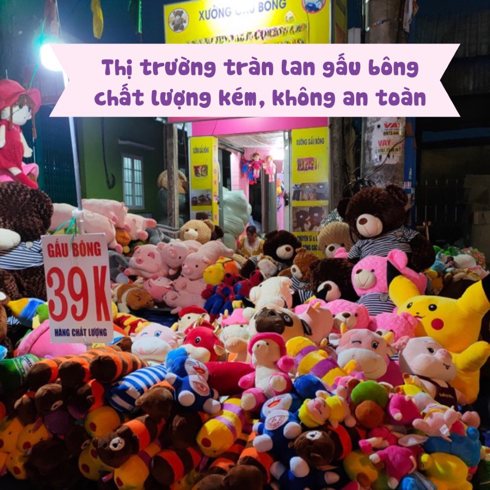 Gấu bông kém chất lượng tràn lan trên thị trường
