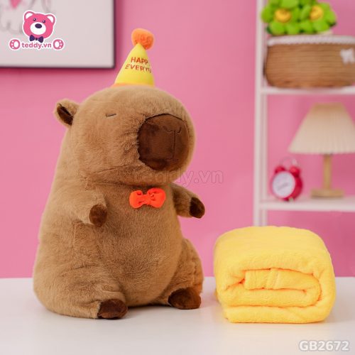Gối Chăn Mền Chuột Capybara Đội Mũ Happy đã được bán tại