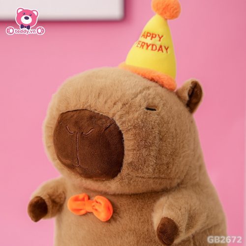 Gối Chăn Mền Chuột Capybara Đội Mũ Happy dễ thương