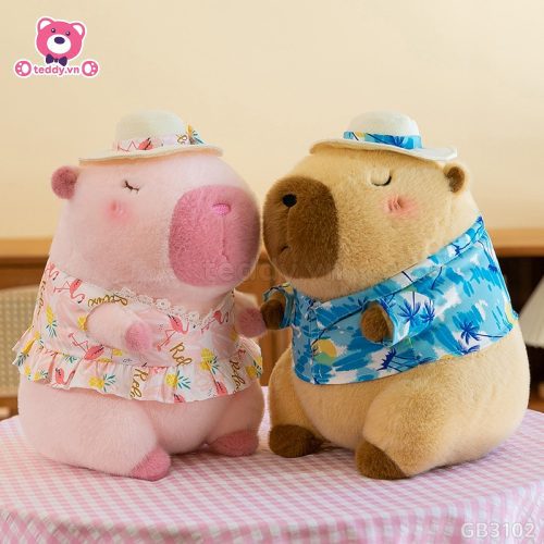 ĐG 50cm Chuột Capybara Áo Hawaii Đi Biển