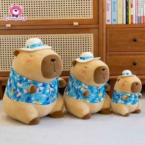 Gấu Bông Capybara Áo Hawaii Đi Biển