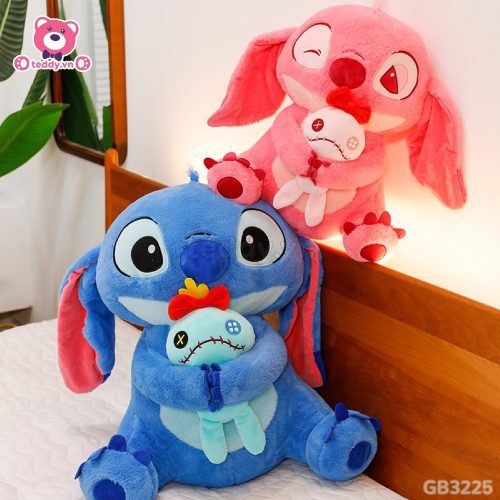 Gấu Bông Stitch Hồng Ôm Quái Vật Scrump