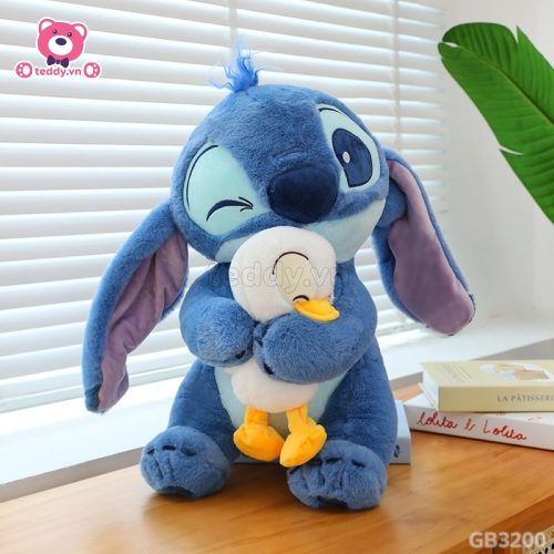 Gấu Bông Stitch Xanh Ôm Vịt