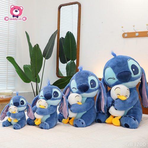 Gấu Bông Stitch Xanh Ôm Vịt