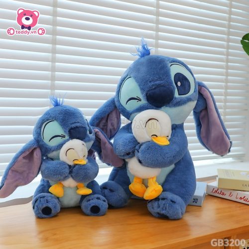 Gấu Bông Stitch Xanh Ôm Vịt