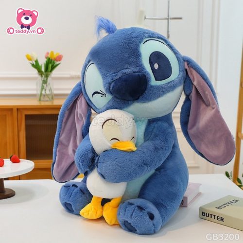 Gấu Bông Stitch Xanh Ôm Vịt