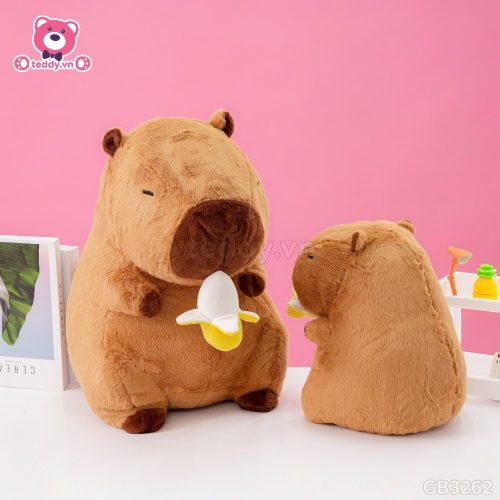 Gấu Bông Capybara Rút Chuối thiết kế tỉ mỉ, đường may chắc chắn