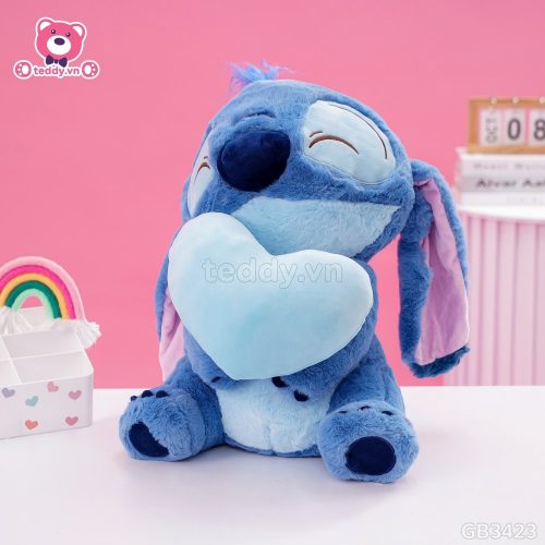 Gấu Bông Stitch Ôm Tim – Màu xanh đậm xinh xắn