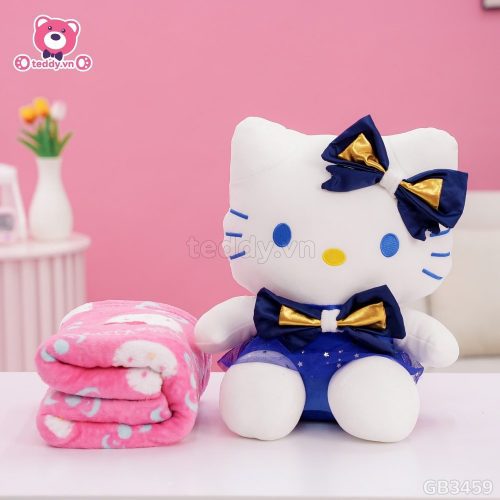 Gối Chăn Mền Kitty Váy Sao – Xanh