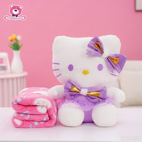 Gối Chăn Mền Kitty Váy Sao – Tím