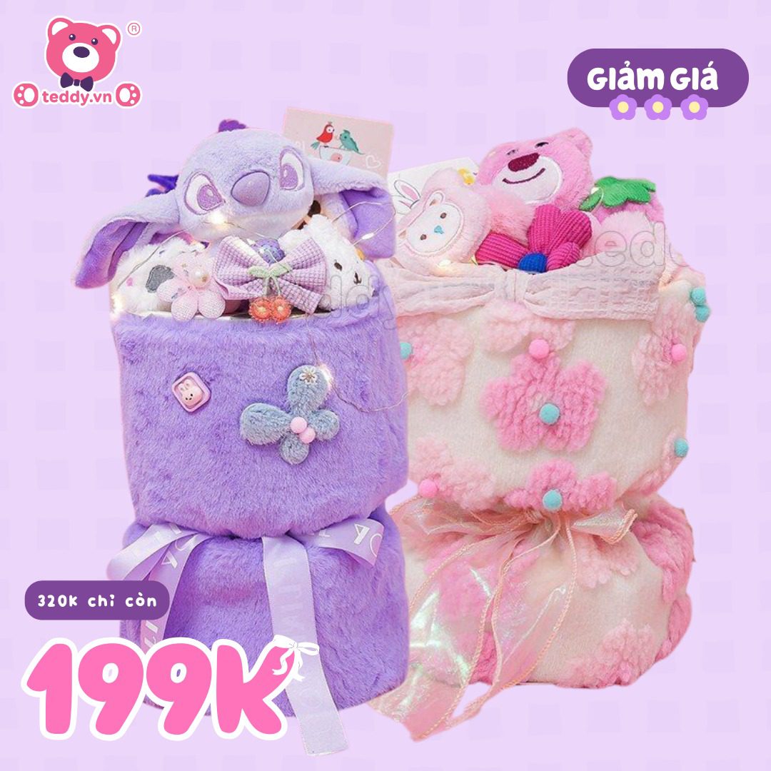 Set bó hoa vải 20/10 giá chỉ 199k