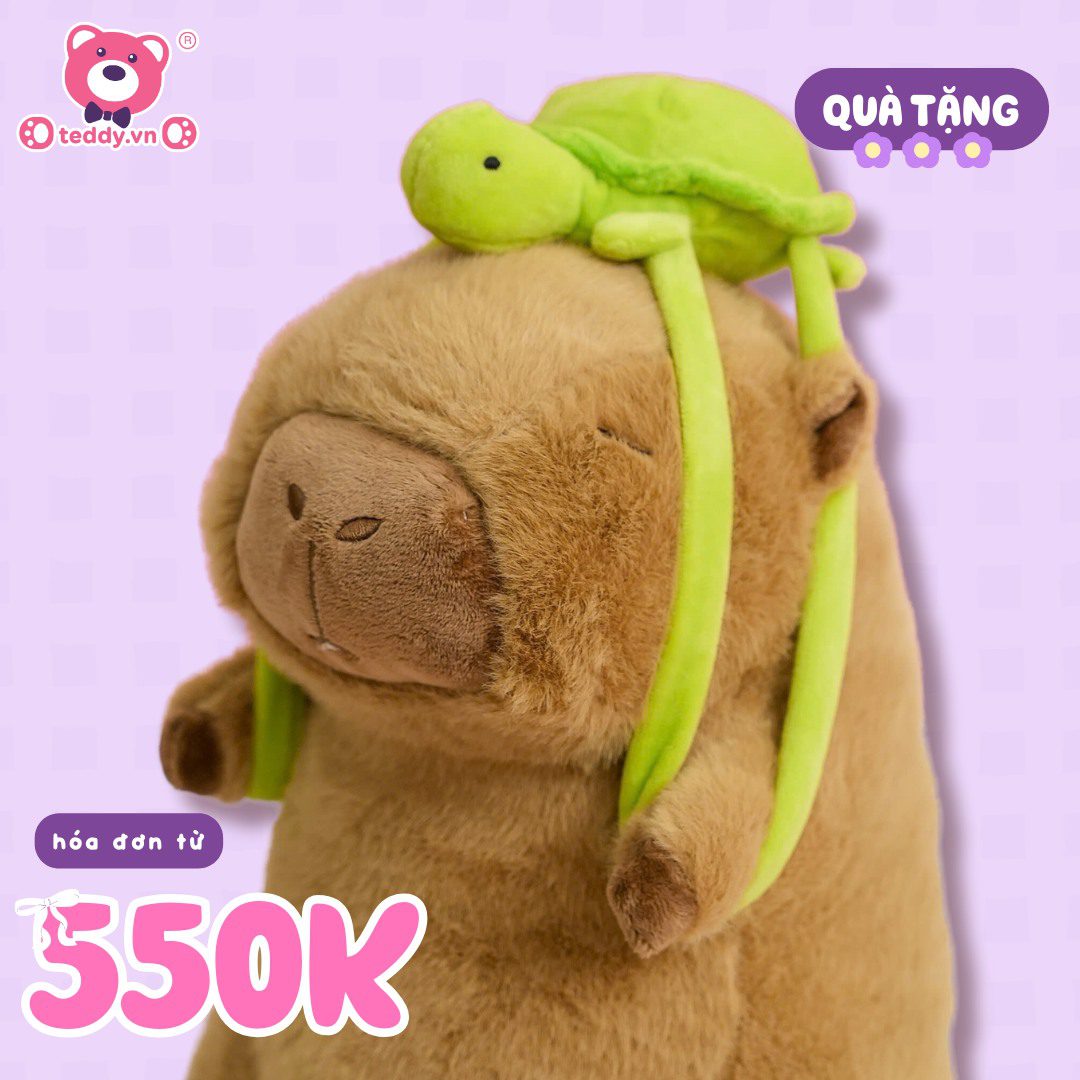 rinh ngay gấu capybara đeo túi rùa 30cm siêu cưng