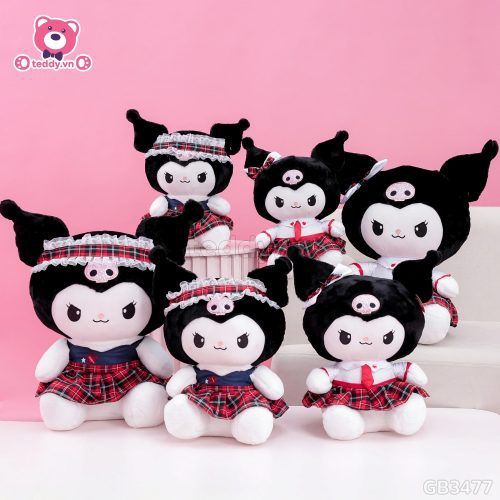 Gấu Bông Kuromi Váy Kẻ