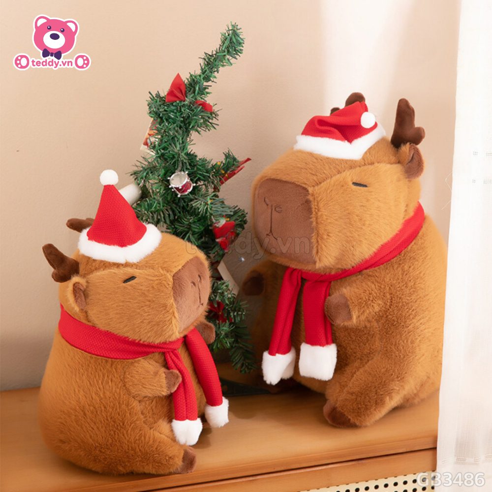 Gấu Bông Noel Capybara Tuần Lộc