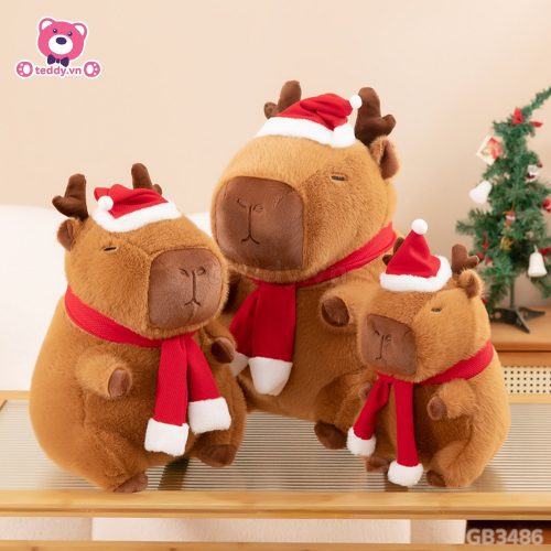 Gấu Bông Noel Capybara Tuần Lộc