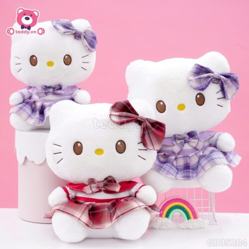 Gấu Bông Kitty Váy Kẻ