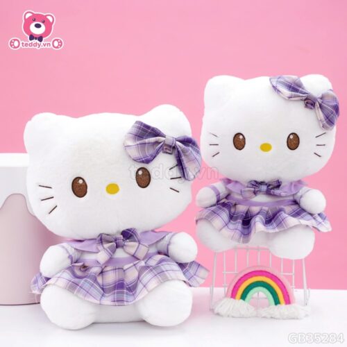 Gấu Bông Kitty Váy Kẻ