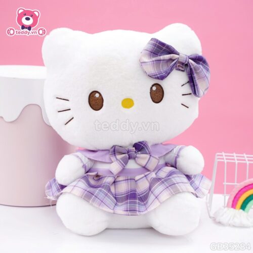 Gấu Bông Kitty Váy Kẻ