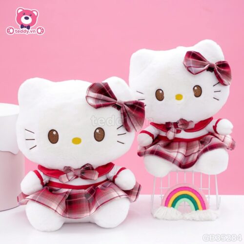 Gấu Bông Kitty Váy Kẻ