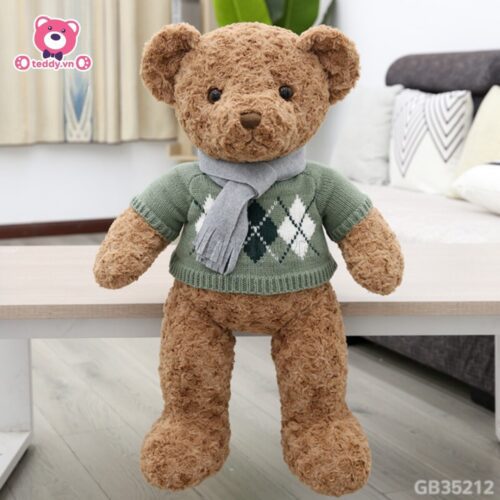 Gấu Bông Teddy Áo Len Quàng Khăn