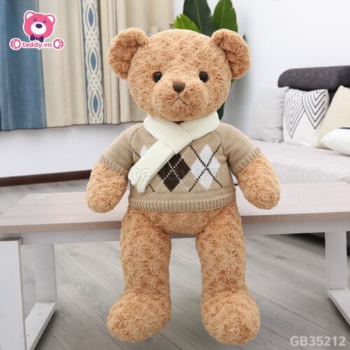 Gấu Bông Teddy Áo Len Quàng Khăn