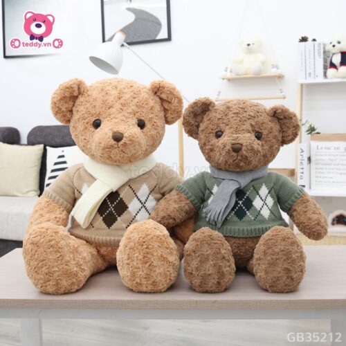 Gấu Bông Teddy Áo Len Quàng Khăn