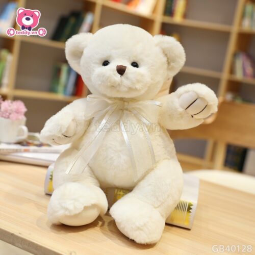 Gấu Bông Teddy Thiên Thần Trắng Đeo Nơ