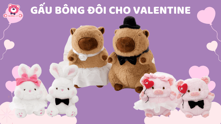 Gấu Bông Đôi Tặng Valentine – “Vũ Khí Bí Mật” Cho Tình Yêu Thêm Bền Chặt