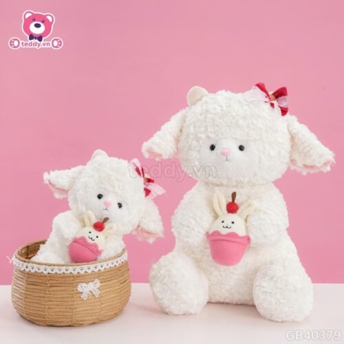 Cừu Bông Trắng Ôm Bánh