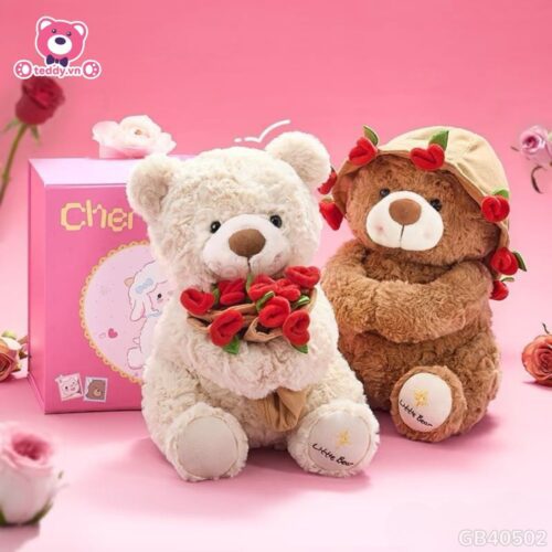 Gấu Bông Boo Đội Mũ Hoa