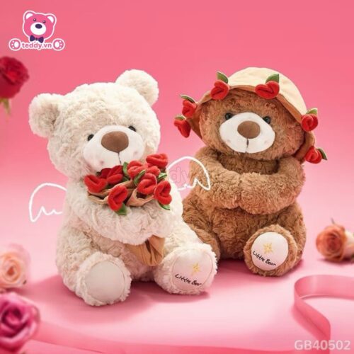 Gấu Bông Boo Đội Mũ Hoa