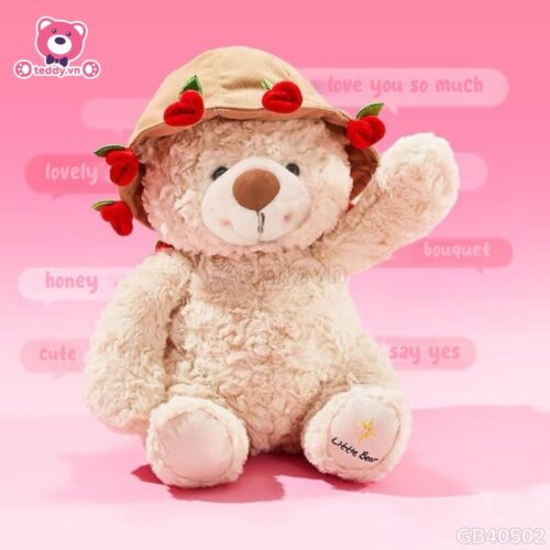 Gấu Bông Boo Đội Mũ Hoa