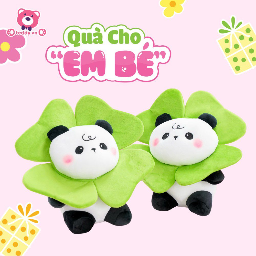 Panda đeo lá nhỏ nhắn, xinh xắn, thiết kế độc lạ
