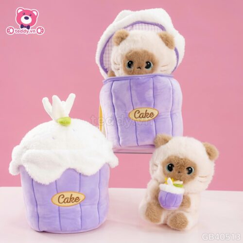 Gấu Bông Bánh Kem 2in1 Mèo Xiêm