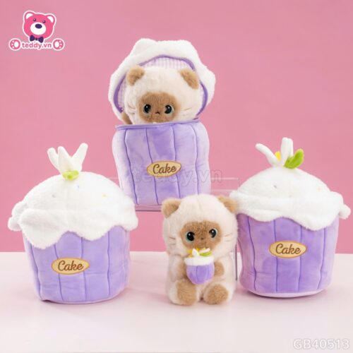 Gấu Bông Bánh Kem 2in1 Mèo Xiêm